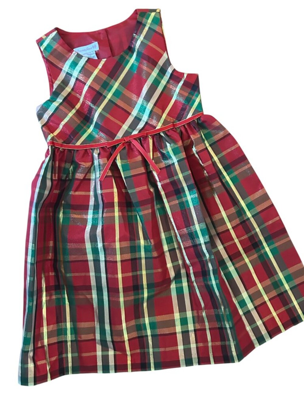 NWT Bonnie Jean Girls Holiday Tartan Plaid Taffeta Dress Christmas Size 10